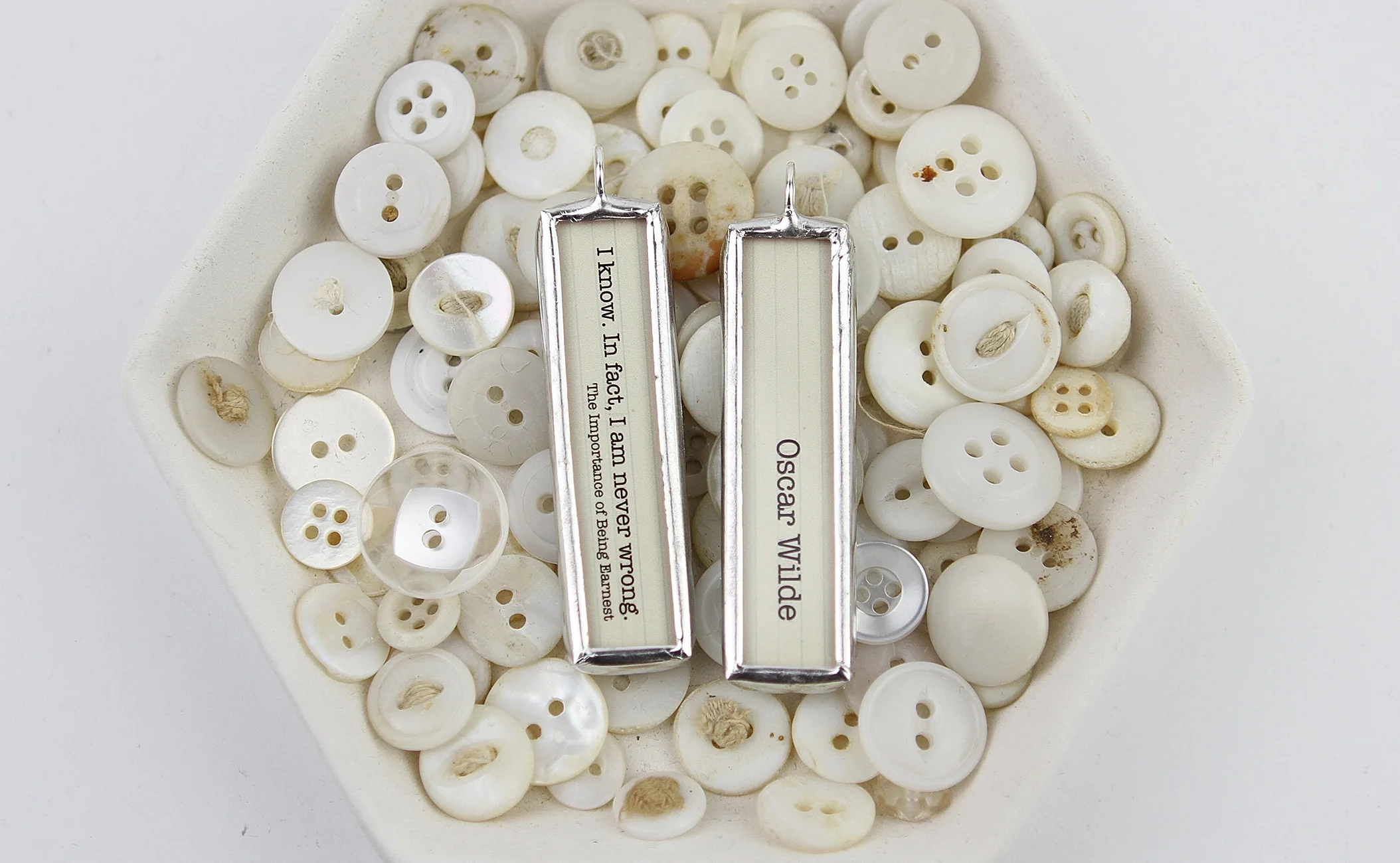I Am Never Wrong Oscar Wilde Literary Book Soldered Art Jewelry Charm or Necklace