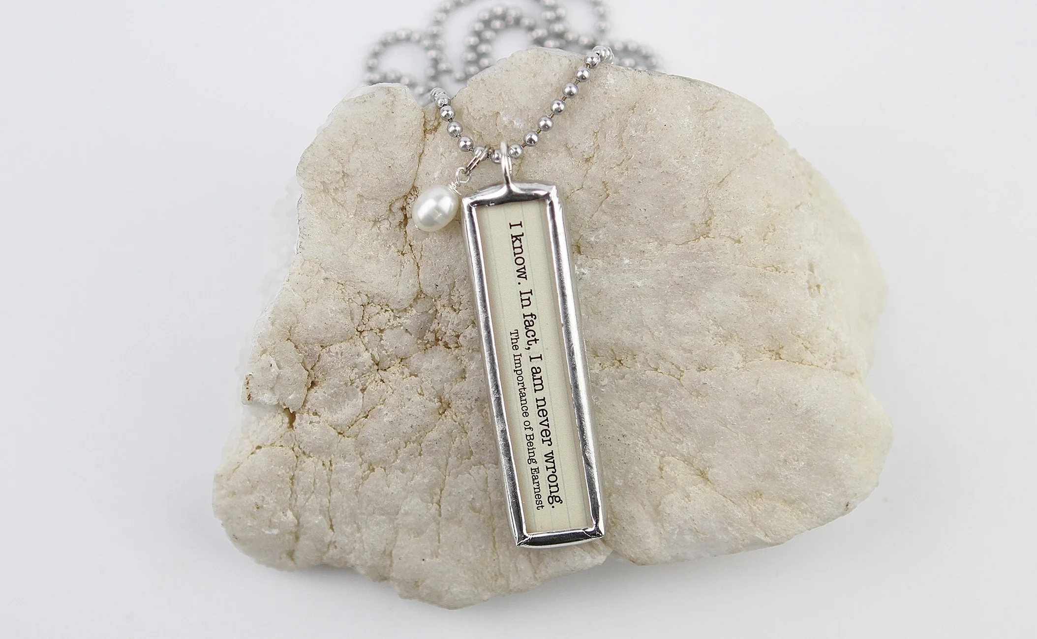 I Am Never Wrong Oscar Wilde Literary Book Soldered Art Jewelry Charm or Necklace - Image 2
